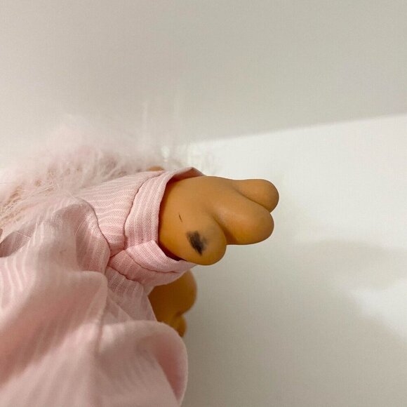 Vtg Russ Bedtime Sleepy Troll Doll Pajamas Pink Stripe Nightcap 8 Inch Tall - Picture 9 of 16